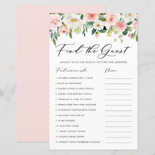 Papier Jardin Fleurs Trouvez le jeu de Fête des mariées i (Devant / Derrière)