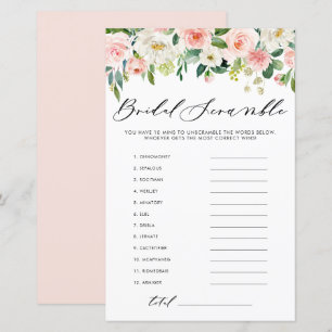 Papier Jardin Fleurs Word Scramble Fête des mariées Jeu