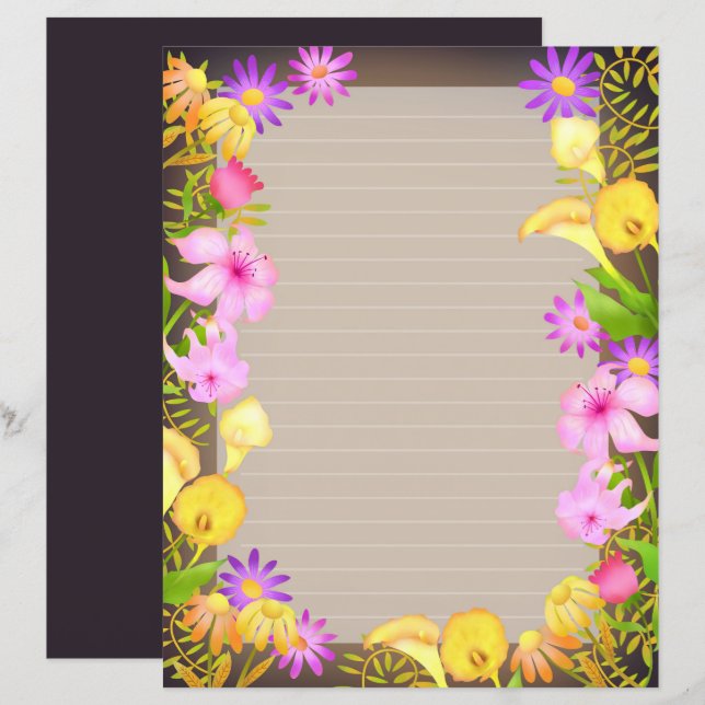 Papier Jardin Floral Brown (Devant / Derrière)