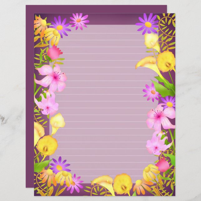 Papier Jardin floral Magenta (Devant / Derrière)