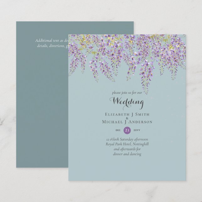 Papier Jardin floral Wisteria Sage de mariage (Devant / Derrière)