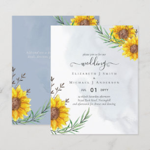 Papier Jardin Sunflowers Bleu Russe Boho Mariage