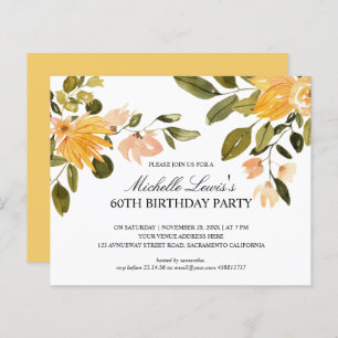 Papier Jaune chic Fleur vert 60E FÊTE D'ANNIVERSAIRE