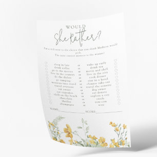 Papier Jaune Floral Jeu de Fête de Bébé 'Préfèrerait-El