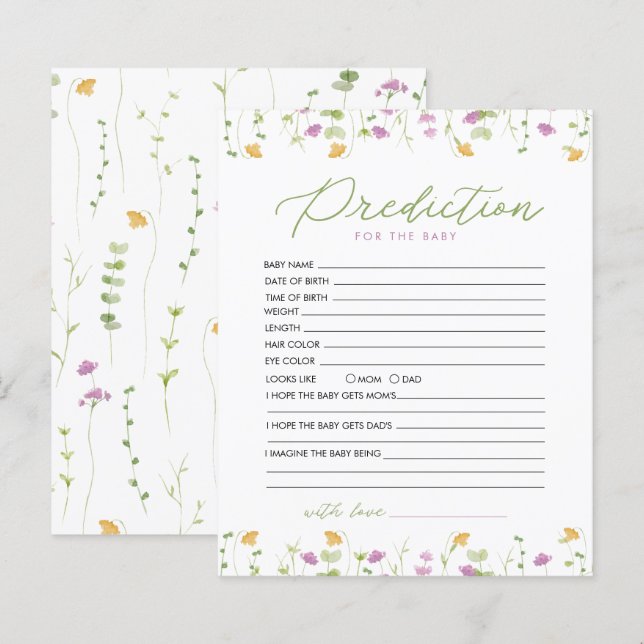 Papier Jaune rose Fleur sauvage Prédiction Pour Le Jeu De (Devant / Derrière)