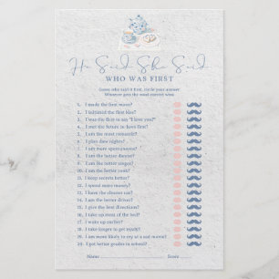 Papier Je dis qu'elle a dit Jeu de Baby Shower Vintage Fr