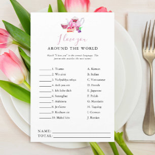 Papier Je t'aime autour du monde Fête des mariées Game Te