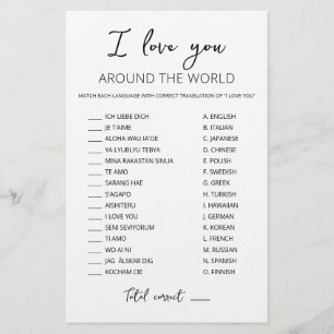 Papier Je vous aime partout dans le monde jeu avec Répons