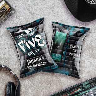 Papier J'en ai cinq sur le sac à chips