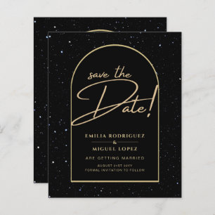 Papier JET BLACK OR étoile Mariage de nuit SAVE DATE