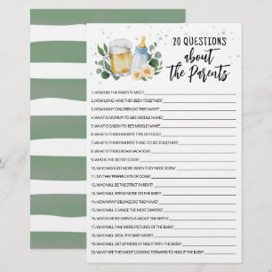 Papier Jeu 20 Questions sur les parents Baby Is Brewing