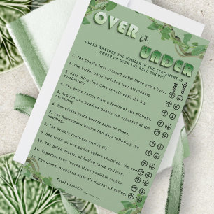 Papier Jeu amusant de baby shower « Au-dessus ou en desso