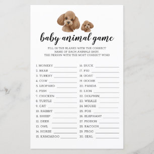 Papier Jeu animal bébé Jeu jouet Brown Poodle Aquarelle