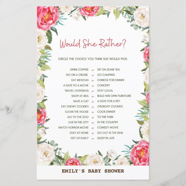 Papier Jeu baby shower (Devant)