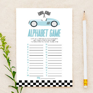 Papier Jeu Baby shower Alphabet Voiture Blue Race