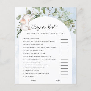 Papier Jeu Baby shower bleu éléphant garçon ou fille