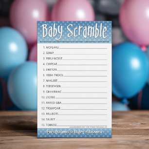 Papier Jeu baby shower - Bleu - Ruée de mots