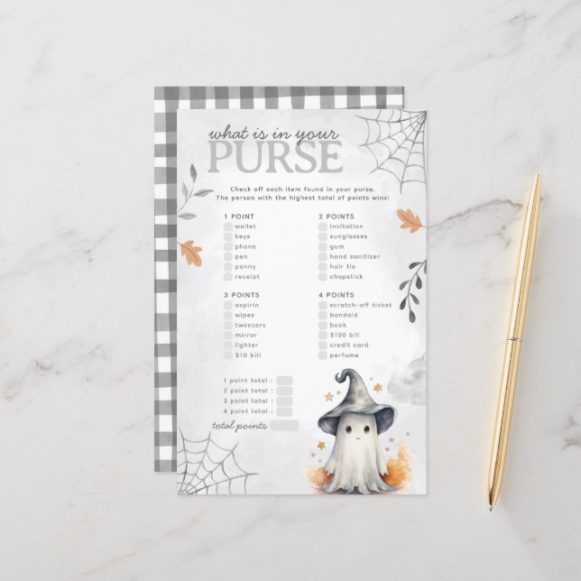 Papier Jeu Baby shower Halloween Ghost Purge (Devant/Arrière en situation)