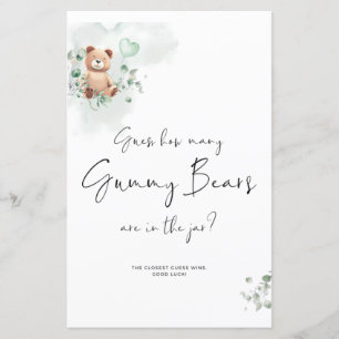 Papier Jeu Baby shower ours - Devinez combien