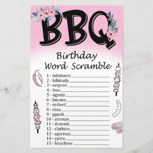 Papier Jeu BBQ Anniversaire Mot Débauche Jeu