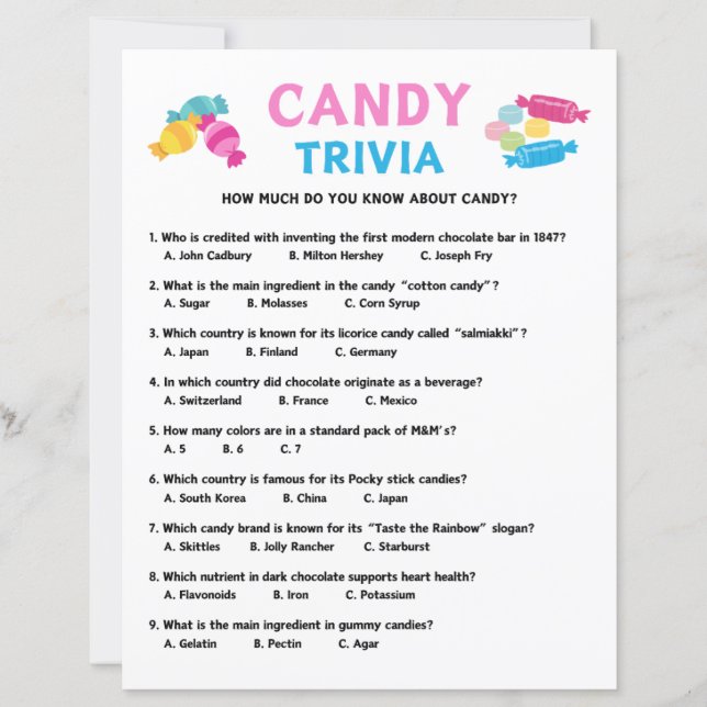 Papier Jeu Candy Trivia (Devant)