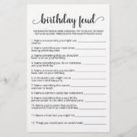Jeu d'anniversaire Feud avec réponses