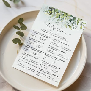 Papier Jeu d'aquarelle eucalyptus bébé trivia