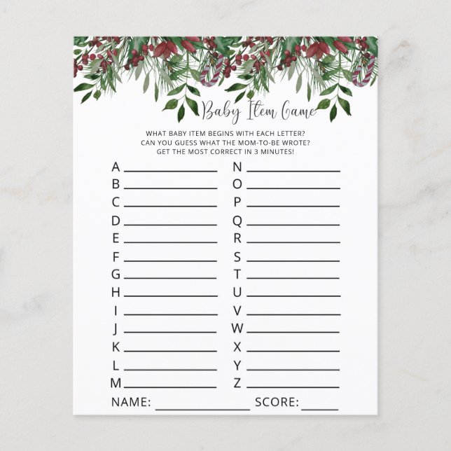 Papier Jeu d'article de bébé Evergreen. Jeu de fête de bé (Devant)