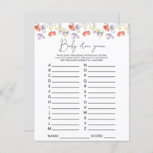 Papier Jeu d'article pour bébé fleur sauvage. Jeu baby sh