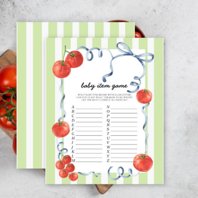 Papier Jeu d'article pour bébé tomate. Jeu baby shower (Créateur téléchargé)