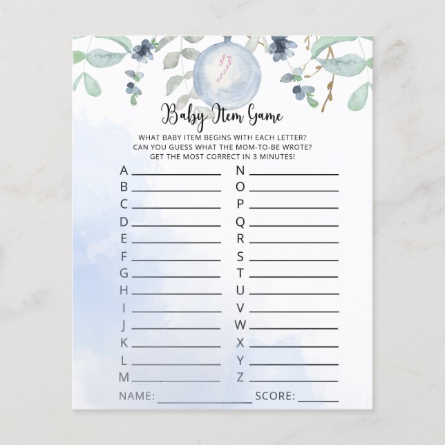 Papier Jeu d'articles pour bébé d'hiver. Jeu baby shower (Devant)