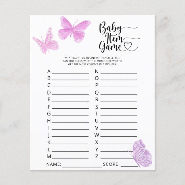 Papier Jeu d'articles pour bébé - Papillon (Devant)