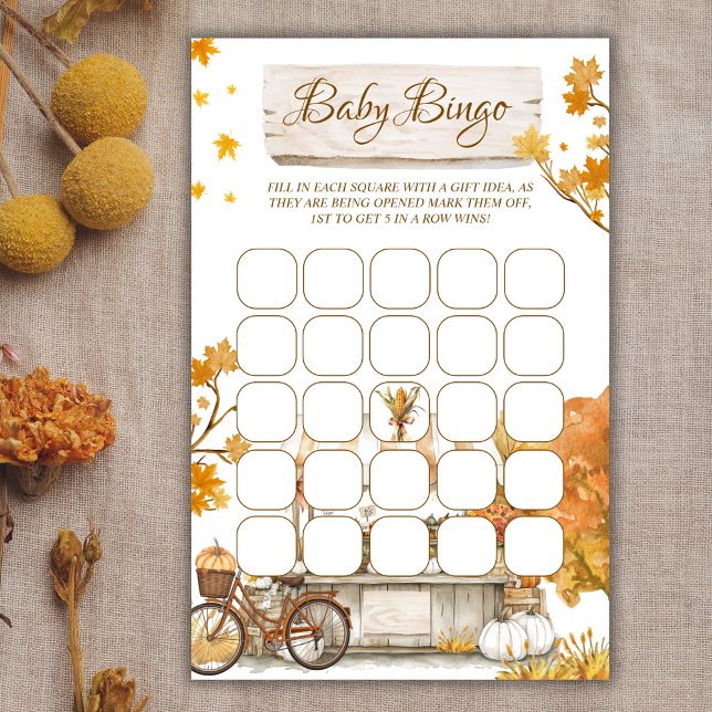 Papier Jeu de Baby Bingo Rustique pour une Fête de Naissa (Créateur téléchargé)