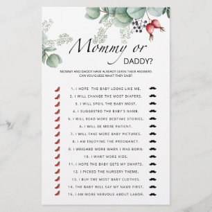 Papier Jeu de baby shower à feuillage persistant maman ou