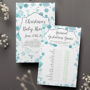 Papier Jeu de Baby shower "Animal Gestation" avec points
