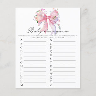Papier Jeu de baby shower avec des objets pour bébé avec