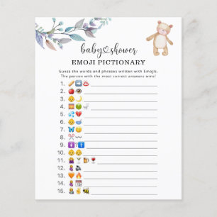 Papier Jeu de baby shower avec image Emoji de forêt d'euc