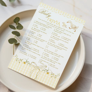Papier Jeu de baby shower Baby Trivia Silly Goose Gingham