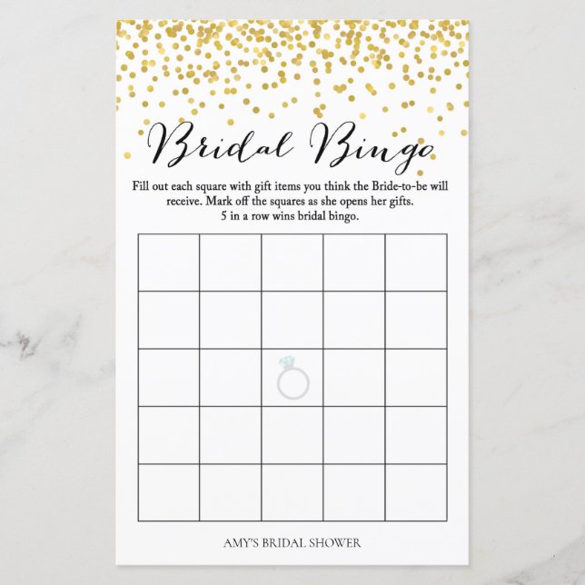 Papier Jeu de Baby Shower - Bingo de Mariage (Devant)