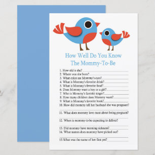 Papier Jeu de baby shower Bird À quel point connaissez-vo