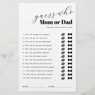 Papier Jeu de Baby shower Black White