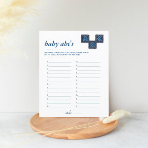 Papier Jeu de Baby shower Blue Jean   Bébé ABC