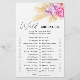 Papier Jeu de baby shower bohème - Qu'est-ce qu'elle préf