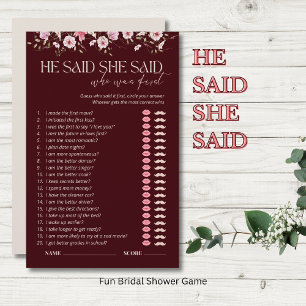 Papier Jeu de Baby Shower 'Bride in Bloom He Said She Sai