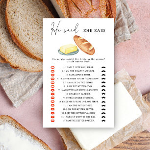 Papier Jeu de baby shower 'Butter - He said she said'