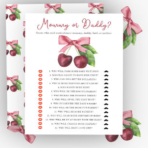 Papier Jeu de baby shower Cerise bow Maman ou Papa