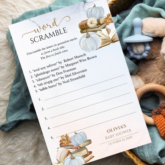 Papier Jeu de Baby shower Citrouille du thème du livre Wo (Créateur téléchargé)