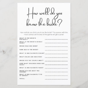 Papier Jeu de Baby Shower : Connaissez-vous bien la marié