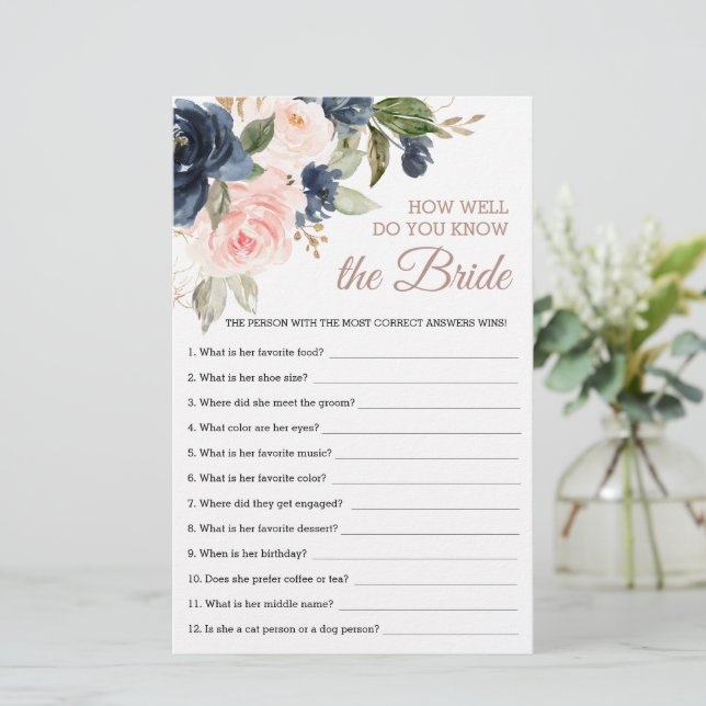 Papier Jeu de Baby Shower : Connaissez-vous bien la marié (Debout devant)