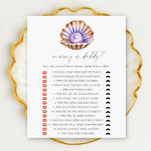 Papier Jeu de baby shower coquille de perle - maman ou pa